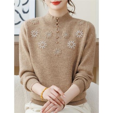 中年媽媽冬裝打底針織小衫毛衣2025新款秋冬洋氣中老年女裝上衣服