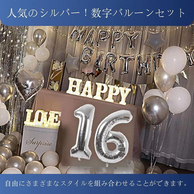 16歳 飾り付け セット 数字バルーン 組み合わせ HAPPY BIRTHDAY バナー