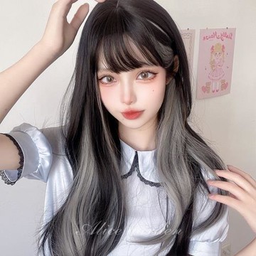 AG假發女長發網紅長卷發lolita自然時尚掛耳染jk高溫絲全頭套假發
