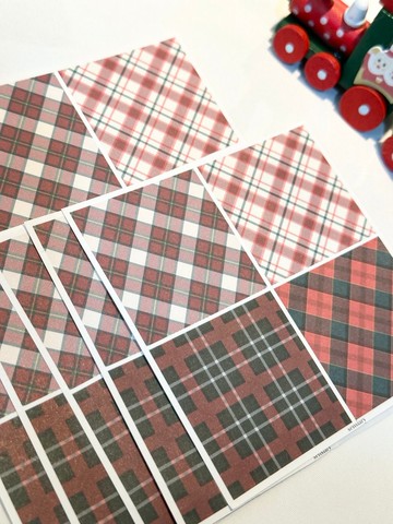 sensiary 聖誕格紋方塊貼紙 10入