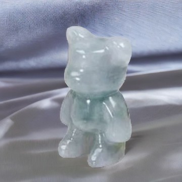 【熊熊玉見你】飄綠花可愛小熊擺飾 | 天然緬甸玉翡翠A貨 | 送禮