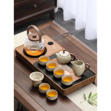 (免運)茶具套裝家用汝窯一整套輕奢高檔客廳小型自動茶盤茶臺燒水壺一體