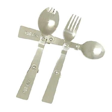 Folding stainless steel tableware compact foldable tableware cutlery set travel outdoor camping hiking picnic barbecue fishing lunch fork s 並行輸入品