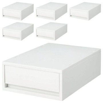 MUJI 無印良品 PP盒 正反疊 淺型  1層  白灰色  6個