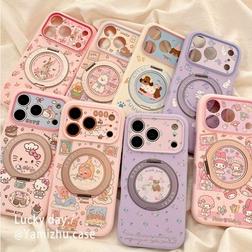 日韓卡通 可愛少女心 KT貓 星星人 360°旋轉支架 精孔iPhone17 16 15 Pro max 防摔保護手機殼