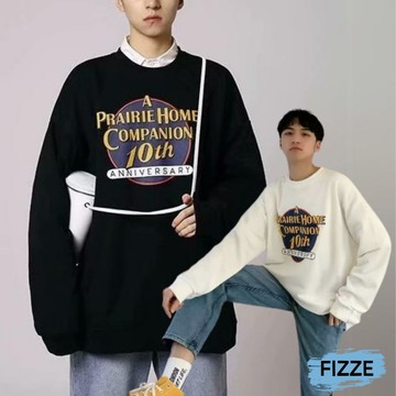 長袖上衣 衛衣 大學T 圓領大碼上衣 寬鬆落肩T恤 潮流字母印花 情侶裝 大尺碼 男裝 BTbV37【FIZZE】