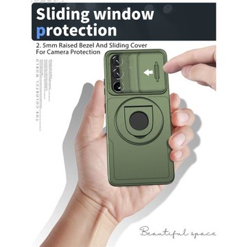 適用三星s21Plus滑蓋推窗鏡頭全包手機殼s21Ultra防滑鎧甲純色磨砂膚感旋轉支架Magsafe磁吸無線充