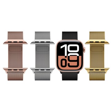 Metal-Slim Apple Watch Series 9/10/SE/Ultra 2 44/45/46/49mm 米蘭式磁吸不銹鋼編織錶帶