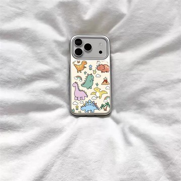 ✨iphone手機殼✨ins復古個性可愛恐龍電鍍銀 適用蘋果iPhone17promax手機殼1615pr
