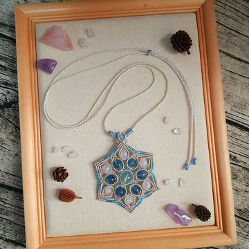 N031-手工編織曼陀羅能量水晶項鍊 全天然石 北歐風