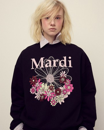 MARDI MERCREDI 金高銀同款 印花大學TEE 黑色 經典小雛菊 嘉年華粉花 純棉 SWEATSHIRT FLOWERMARDI JARDIN