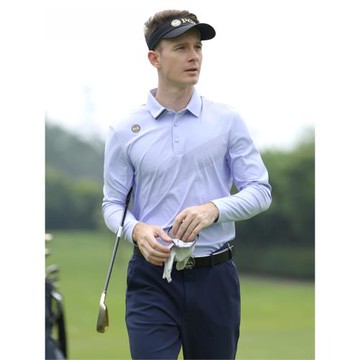 美國PGA高爾夫服裝男秋季長袖T恤印花設計柔軟親膚POLO衫高彈面料