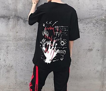 FINDSENSE MD 韓國 街頭時尚 潮 男 字母塗鴉印花 純棉 個性T恤 短袖T恤 特色短T