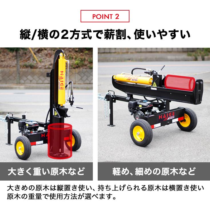 完成セット品 薪割り機 エンジン 25トン リコイル式 6.5馬力 HG-MKWR25T