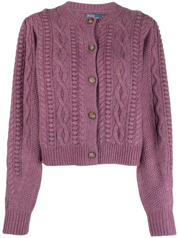 Polo Ralph Lauren - cable-knit round-neck cardigan - women - Wool/Nylon/Alpaca - S - Purple