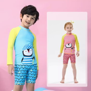 Biki比基尼妮泳衣，企鵝長袖兒童泳衣小朋友泳裝