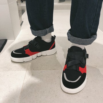 FINDSENSE品牌 2019春款 新款 韓國 男 高品質 綁帶 百搭 舒適 一腳蹬  休閒 運動鞋 潮流鞋子