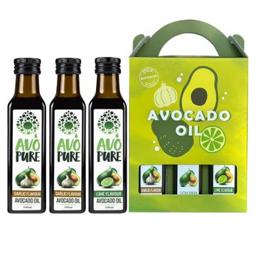 紐西蘭 AVOPURE-100%特級冷壓酪梨油(大蒜風味x2瓶+萊姆風味x1瓶)250mlx3瓶-禮盒組