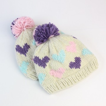 單秋冬季女孩兒童毛線帽子純手工帽女童加絨加厚保暖護耳帽冬1入