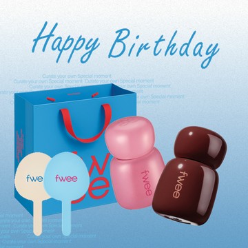 快速出貨【fwee】生日快樂🎂玫瑰心動鎖色唇露+粉色心動鎖色唇露+品牌手拿鏡(顏色隨機) (附提袋)