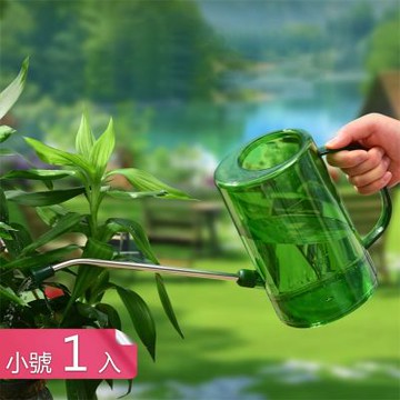 荷生活 不鏽鋼加長壺嘴園藝澆花水壺 自帶刻度可插花寬手柄透明澆水壺-小號1入組