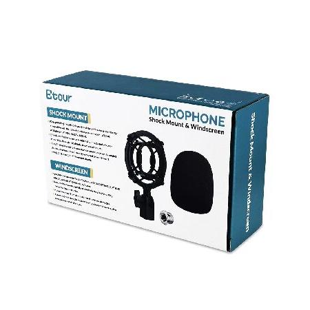 Etour AT2020 Microphone Shock Mount with Pop Filter foam, Mic Anti-Vibration Suspension Shock Mount Holder Clip for audio technica at2020 at2020usb Mi