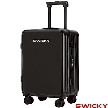 【SWICKY】20吋窄邊框時尚框箱/行李箱/旅行箱/登機箱(玄青黑)