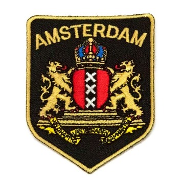 DIY刺繡徽章 時尚飾品刺繡貼 荷蘭 阿姆斯特丹盾型刺繡徽章 布章 臂章 布標 刺繡 立裝飾貼 繡片貼 _廠商直送