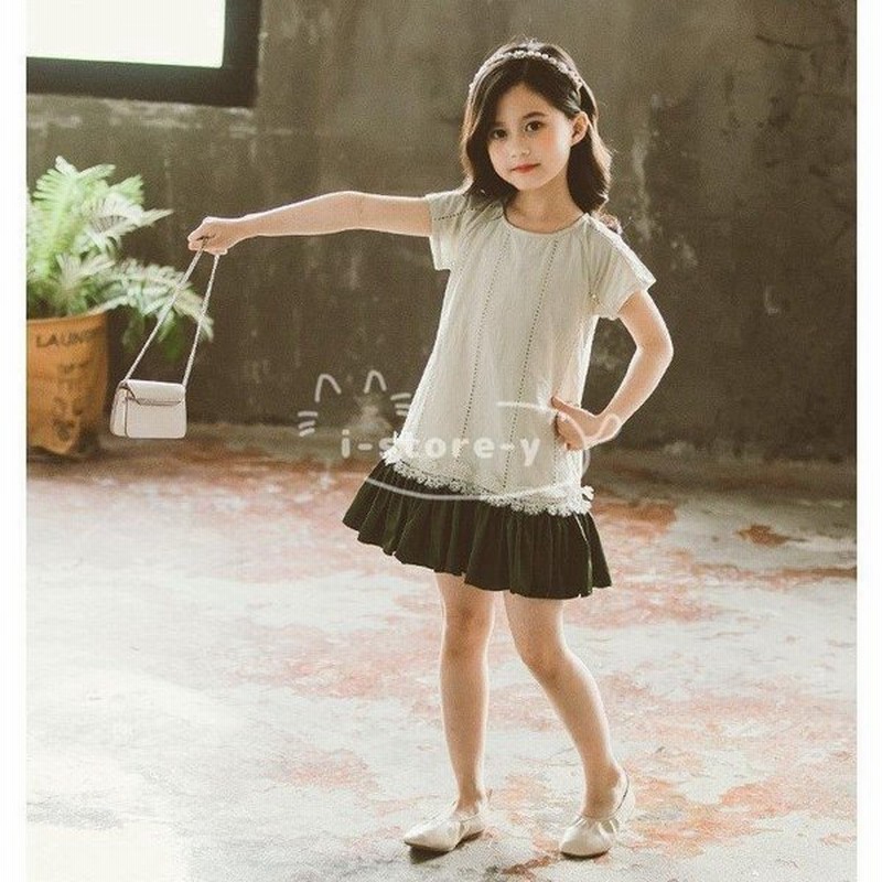 子供服 ワンピース 女の子 キッズ ワンピース 半袖 切り替え 膝丈 シンプル ガールズ 通学 通園 かわいい 春夏 お出かけ 110 1 130 140 150 160cm 通販 Lineポイント最大0 5 Get Lineショッピング