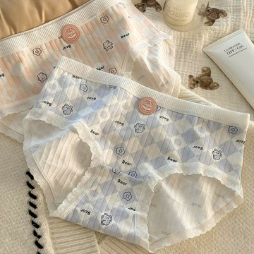 加購158件🔥 抗菌純棉內褲女 中腰全棉襠 透氣抑菌 親膚三角褲 甜美學生 大童可穿 O2FT