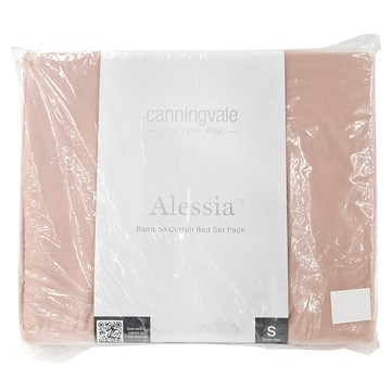 澳洲Canningvale 坎寧威爾 阿萊西亞竹纖維單人床組3件組-玫瑰金  枕頭套 + 被套 + 床包  枕頭套78 x 48cm + 被套210 x 150cm + 床包186 x 105 x 35cm