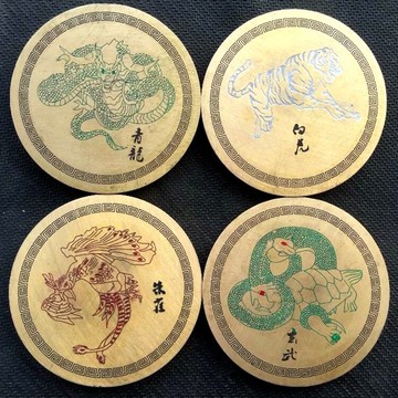 文房四寶 純黃銅鎮尺 文昌閣 鎮尺 上古四大神獸鎮尺 4個一套