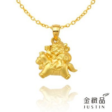 金緻品 黃金墜子 馬上迎財神 0.49錢