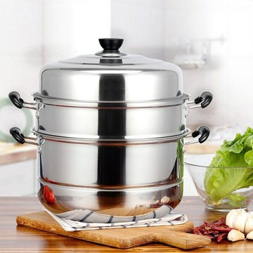 跨境temu 亞馬遜不銹鋼蒸鍋家用雙層三層蒸鍋湯鍋電磁爐禮品蒸鍋鑫弘-家具衛浴 可打統編