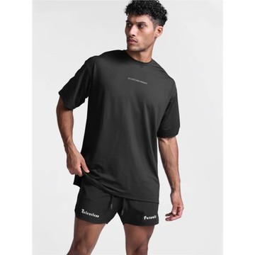 ASRV休閑運動五分袖男圓領純色寬松速干T恤oversize健身短袖半袖