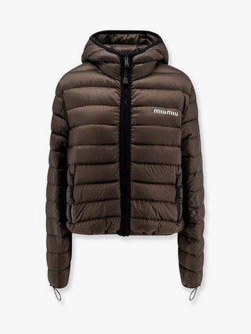 Recycled polyester hooded down jacket - MIU MIU - gender_Woman