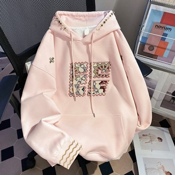 ＊ORead＊韓版薄款中長刺繡連帽上衣(淺粉色M~2XL)