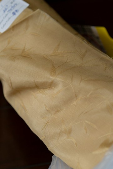 竹葉提花|真絲+玫瑰纖維 旗袍茶服漢服倒大袖中式國風 茶黃面料