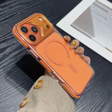 金屬鏡頭框  雙色防滑邊框  透明磁吸殼  適用於 iPhone 18 17 pro Max 手機殼 保護殼