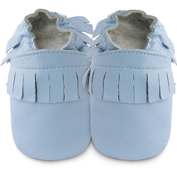 英國 shooshoos - 健康無毒真皮手工鞋/學步鞋/嬰兒鞋/室內鞋/室內保暖鞋-藍色流蘇