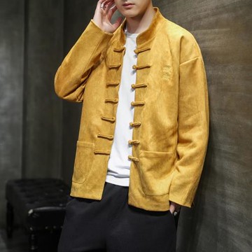 中國風唐裝男士立領盤扣中式夾克刺繡休閑上衣潮牌復古寬松外套男