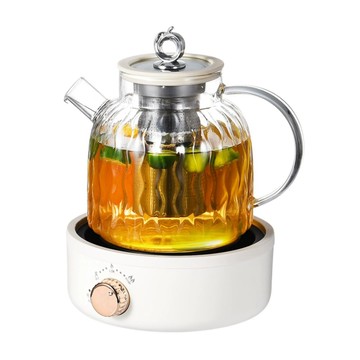 巧可 110V分體式玻璃養生壺 家用煮茶壺 帶304 鋼濾茶器 1L 電熱煮水壺 辦公室花草茶壺