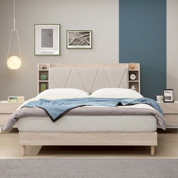 直人木業-ELENA當代日系收納立式附插座5尺雙人床組