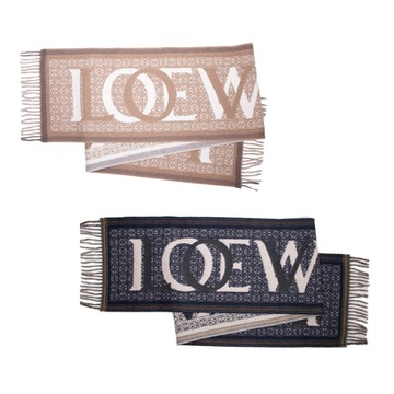 LOEWE LOVE 羊毛喀什米爾混紡圍巾(多色選)