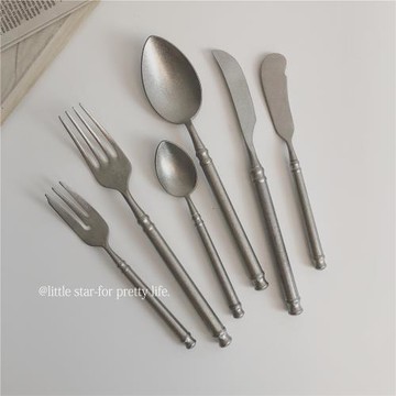不銹鋼復古做舊歐式宮廷風網紅西餐刀叉勺牛油刀韓風甜品叉咖啡勺