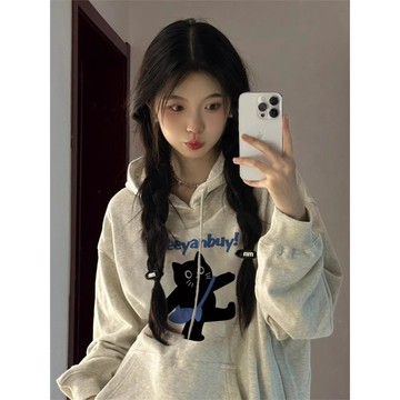 已售9642件💖赤道少女 純棉連帽衛衣 帽t 薄衛衣 長袖上衣 oversize 帽t 潮流衣服 ins風 刷毛 卡通