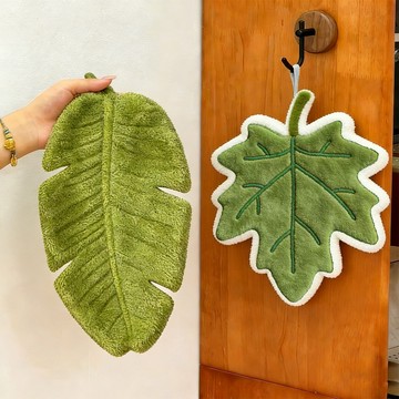 【台灣出貨】造型擦手巾 毛巾 刺繡擦手巾 葉子擦手巾 可愛加厚毛巾 吸水掛式毛巾 珊瑚絨擦手巾 廚房洗手間 吸水抹布