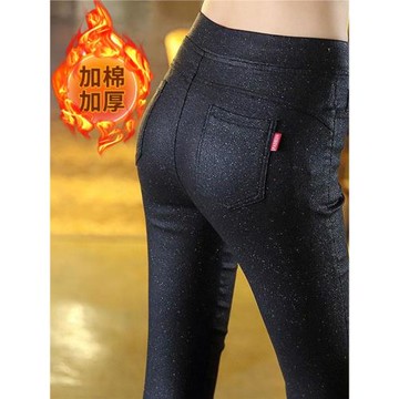 2025秋冬爆款打底褲女外穿款彩金皮褲女加絨新款高腰緊身小腳褲子