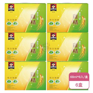 【QUAKER 桂格】養氣人蔘雞精禮盒X6盒(68ml*8瓶/盒)