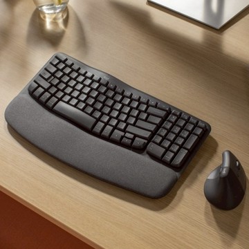 Logitech 羅技【 Wave KEYS 人體工學鍵盤 】 石墨灰/珍珠白/玫瑰粉